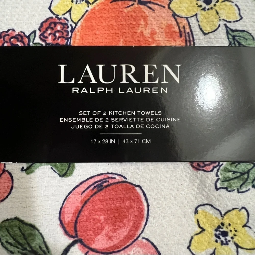New! NWT Ralph Lauren Kitchen Towel Set of 2 Fruits & Flowers Colorful Fun